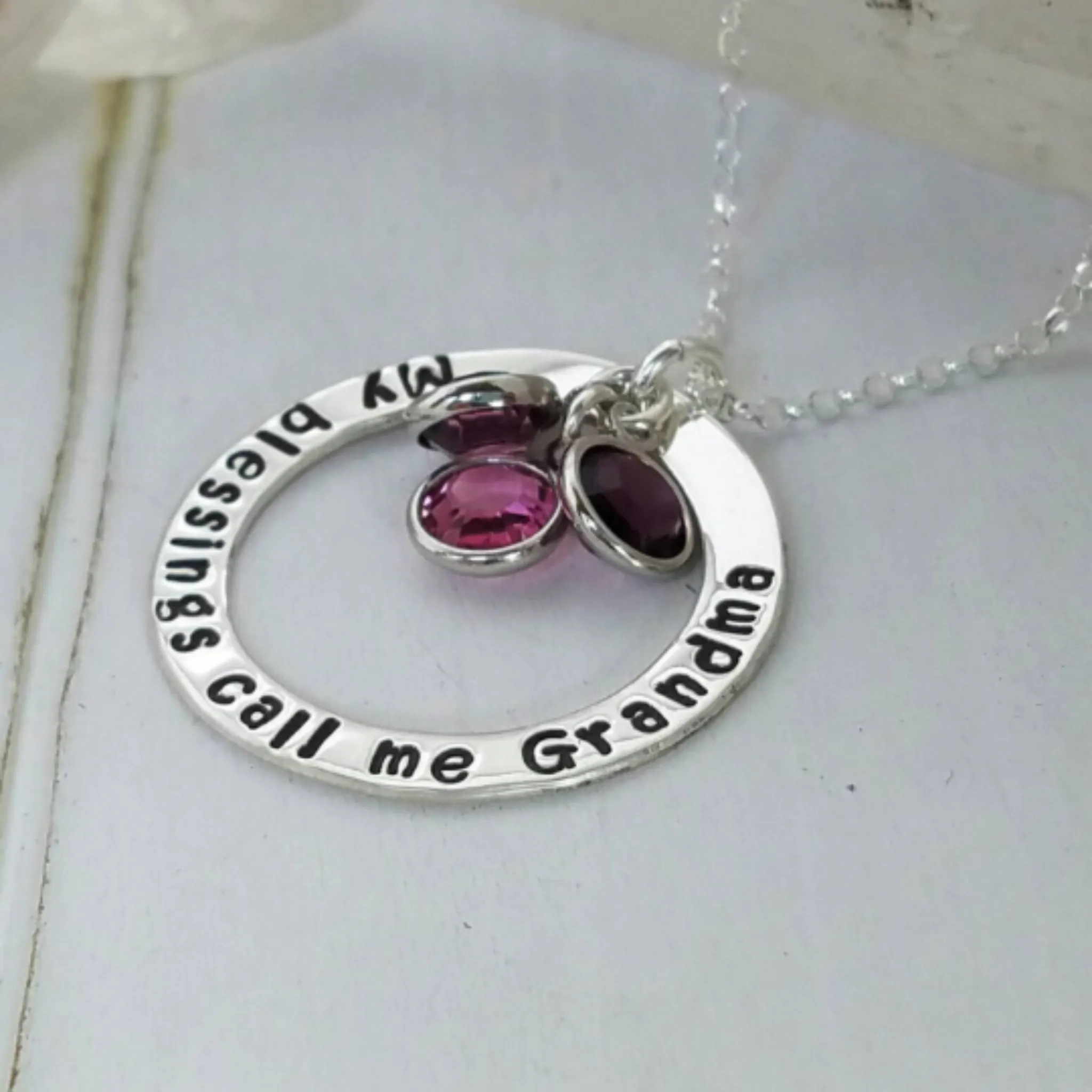 Multi Name Washer Style Necklace - Sterling Silver