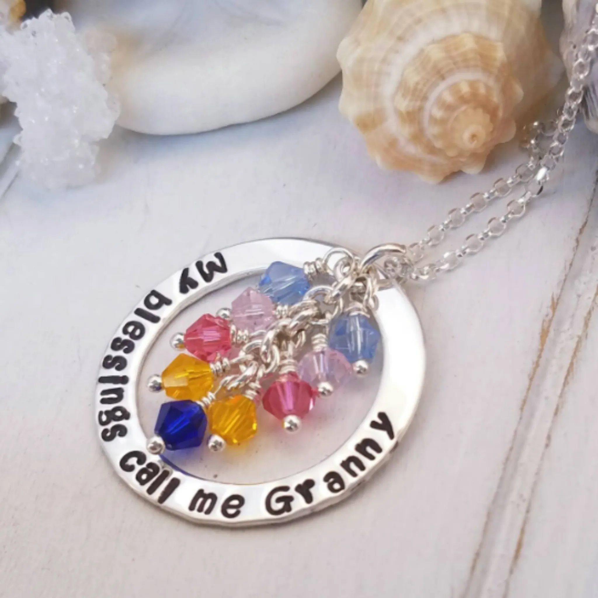Multi Name Washer Style Necklace - Sterling Silver