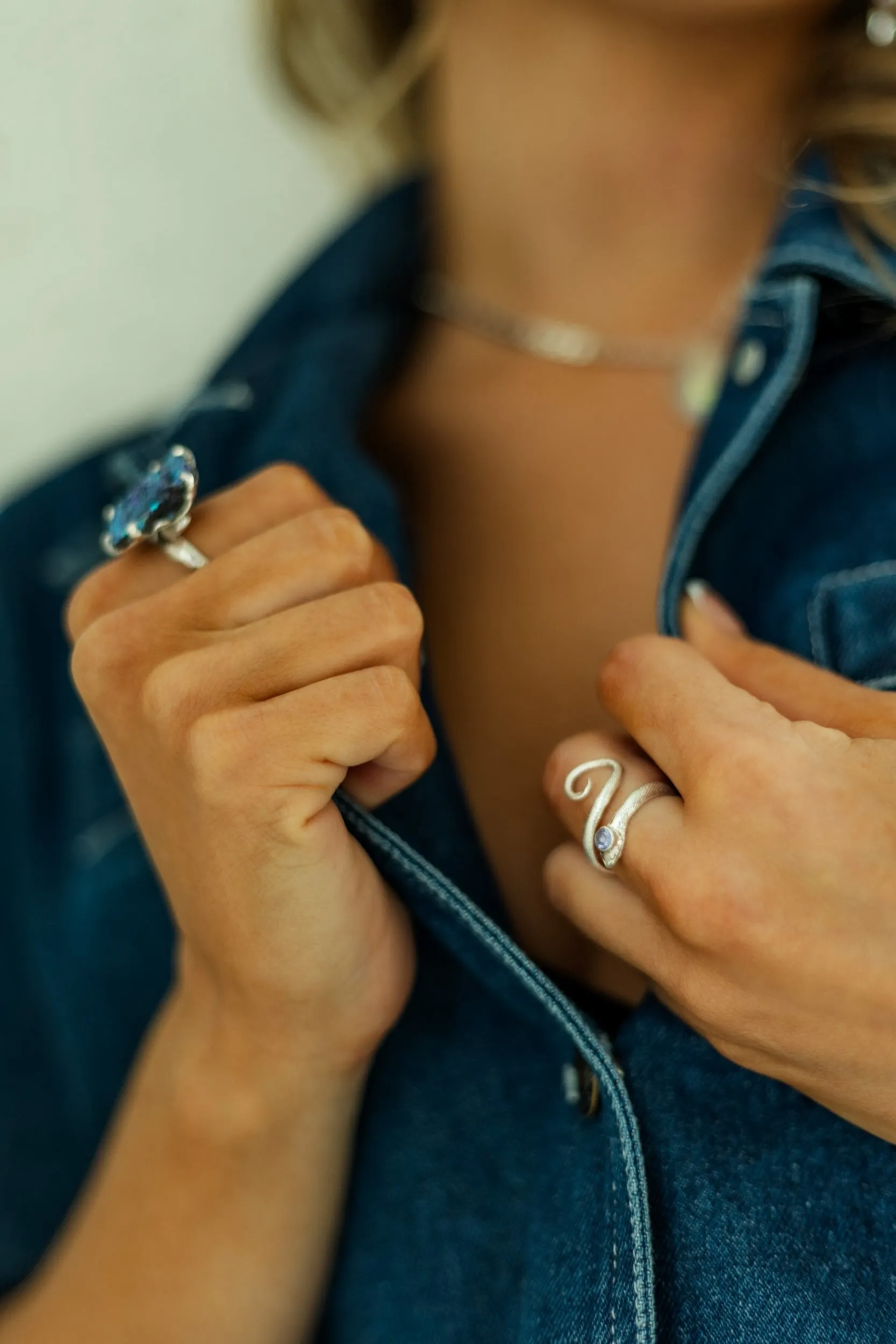 My Intuition Leads Me Tanzanite Sterling Silver Snake Ring