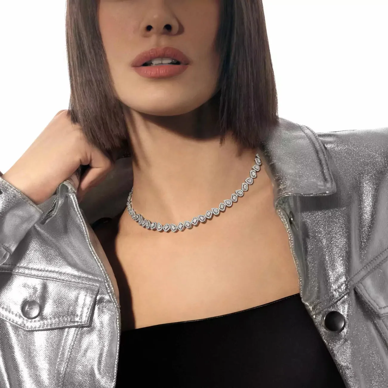 My Twin Rivière 18K White Gold Diamond Necklace