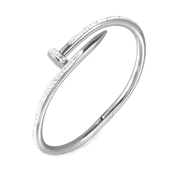 Nail Bangle Stainless Steel Cubic Zirconia Bracelet
