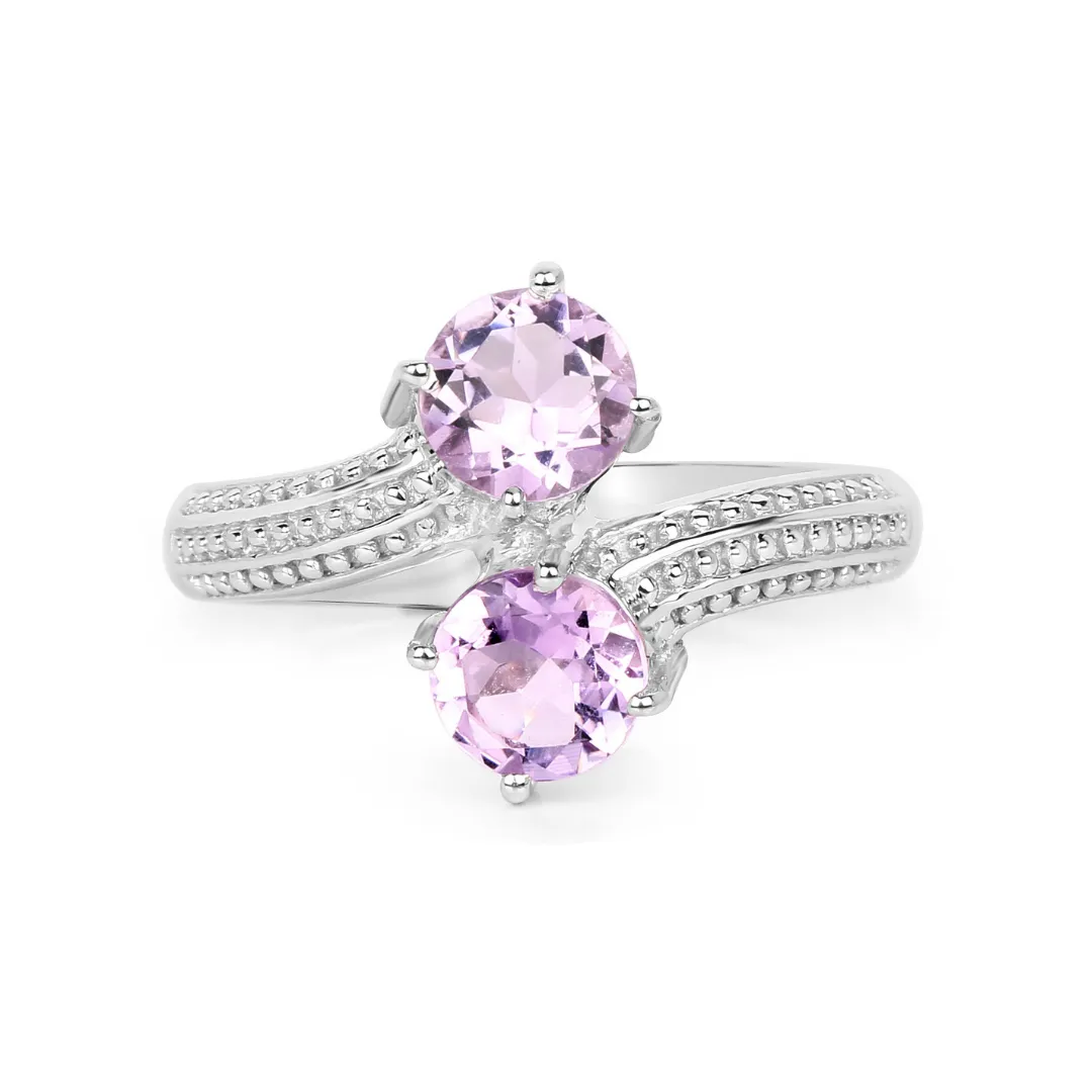 Natural Amethyst Bypass Engagement Ring