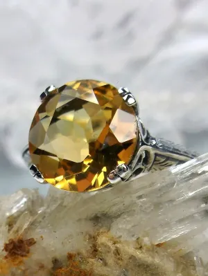 Natural Citrine Ring, Yellow Gem Button Ring, Art Deco 1930's Style Jewelry, #D12