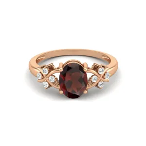Natural Garnet Wedding Ring Unique Promise Ring Oval Shaped Ring
