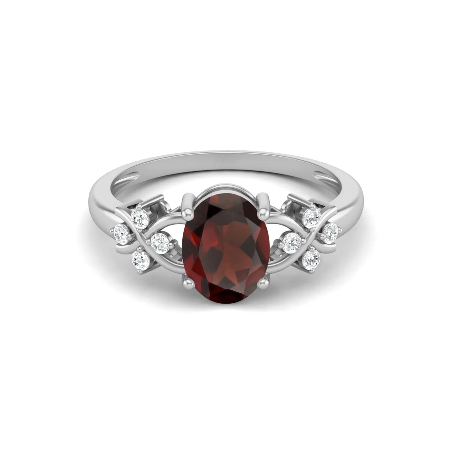 Natural Garnet Wedding Ring Unique Promise Ring Oval Shaped Ring