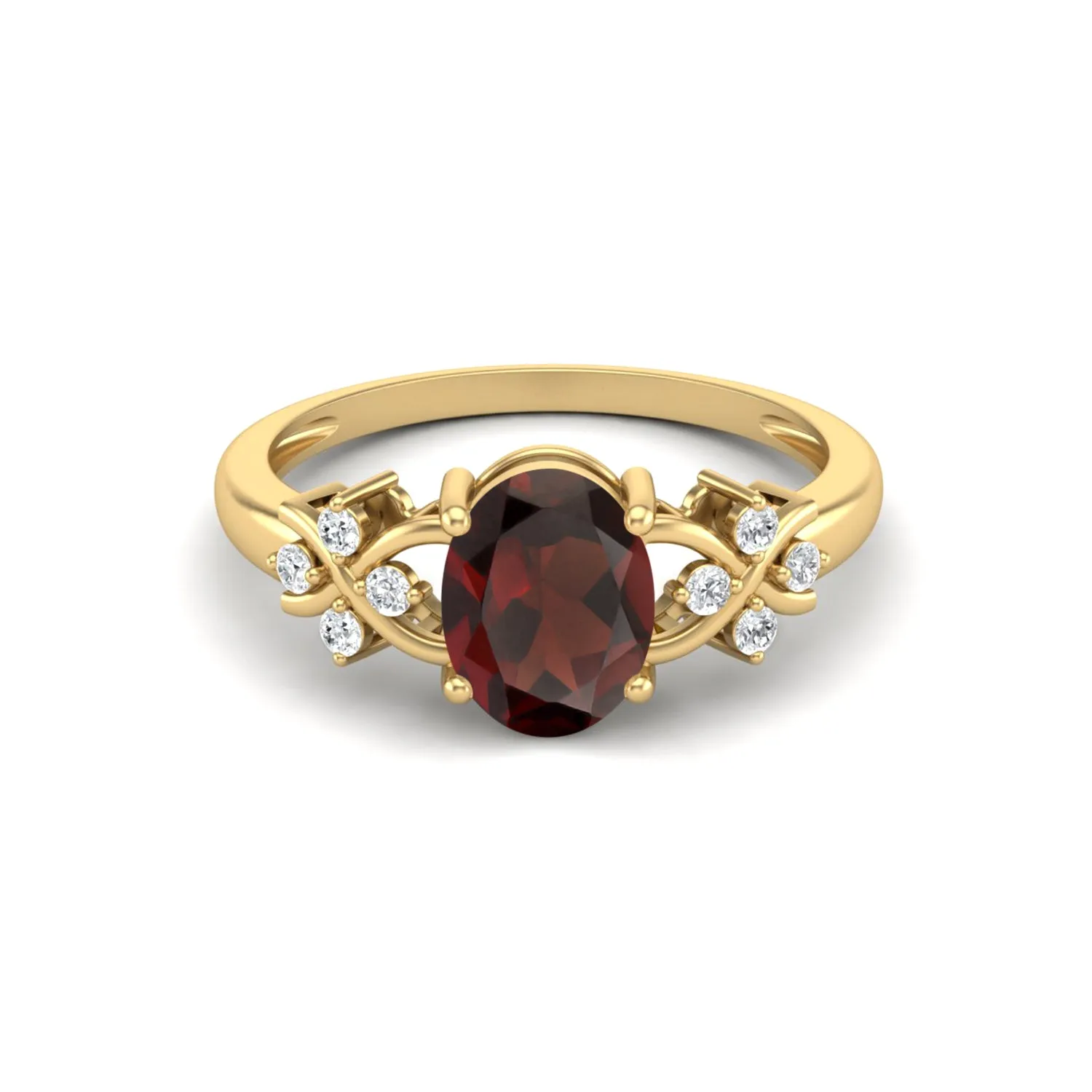 Natural Garnet Wedding Ring Unique Promise Ring Oval Shaped Ring