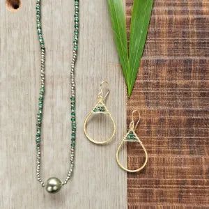 Natural Green Emerald Pyrite Necklace