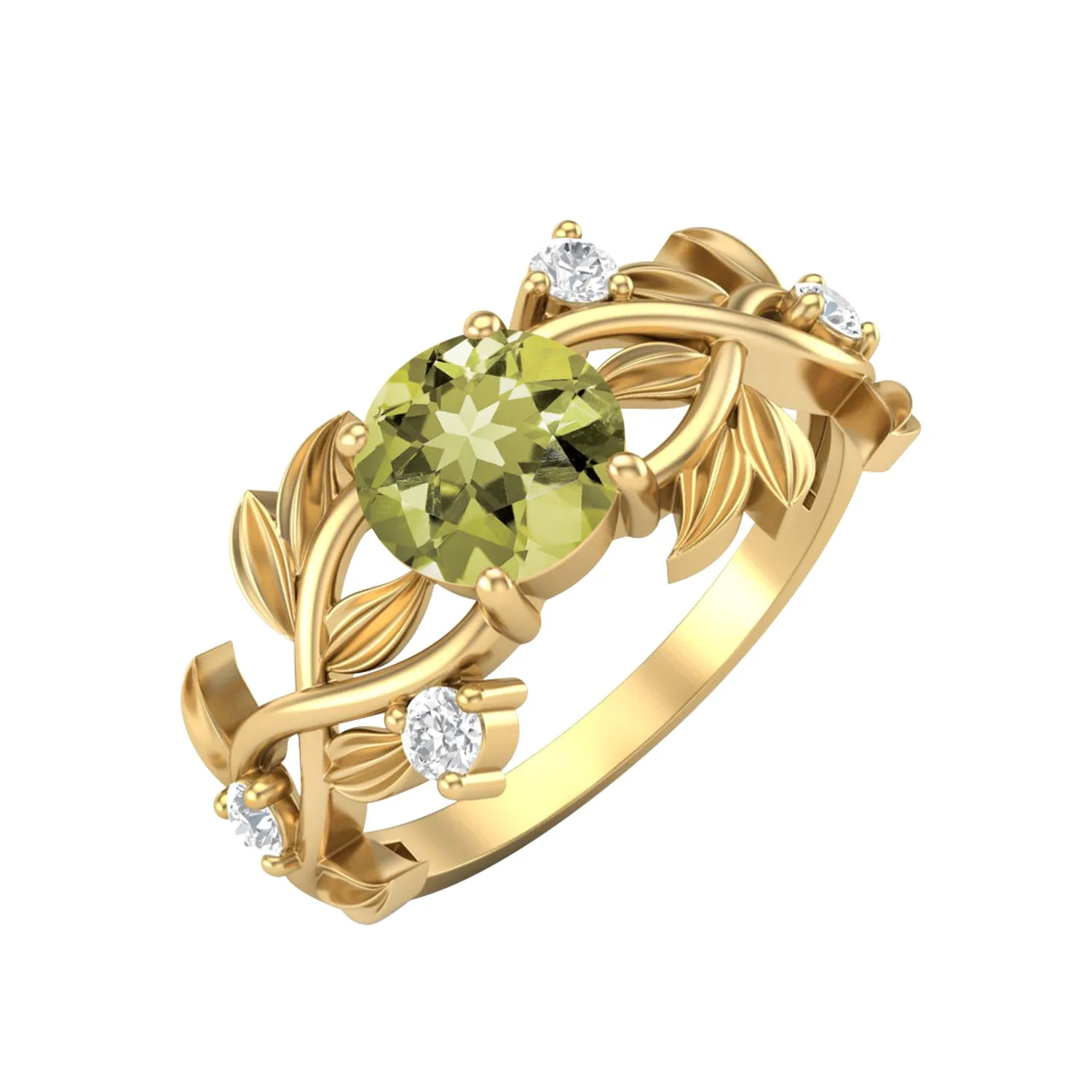 Natural Lemon Quartz Wedding Ring 925 Sterling Silver Bridal Anniversary Ring
