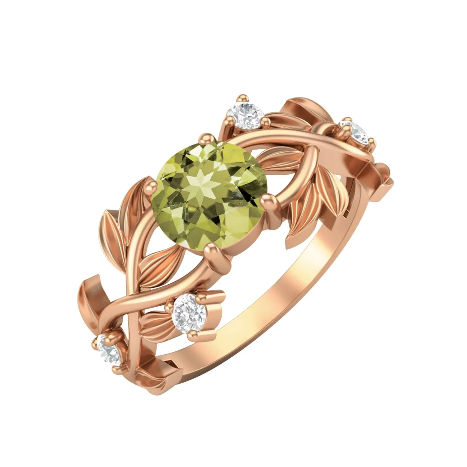 Natural Lemon Quartz Wedding Ring 925 Sterling Silver Bridal Anniversary Ring