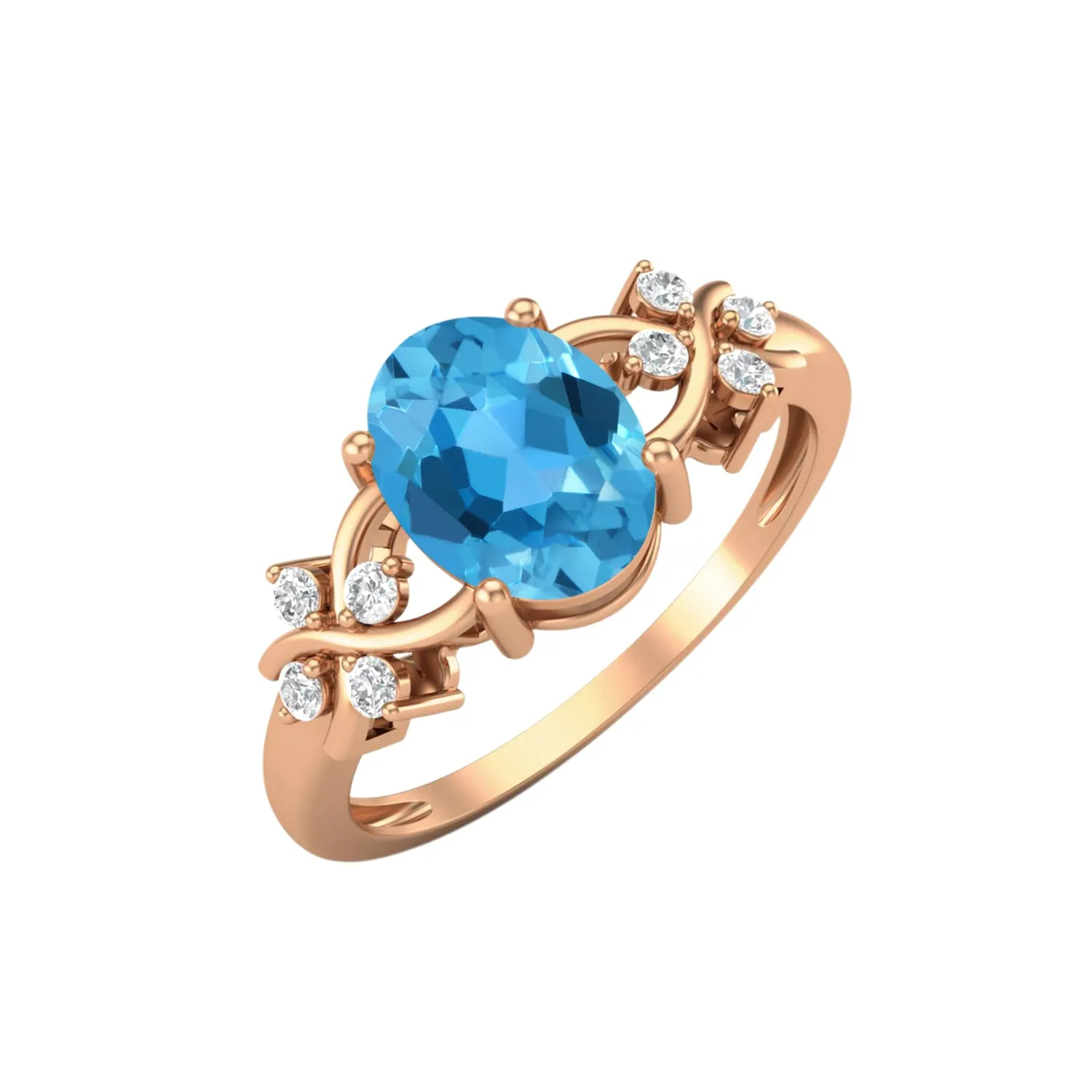 Natural Swiss Blue Topaz Promise Ring Vintage Wedding Gift Ring