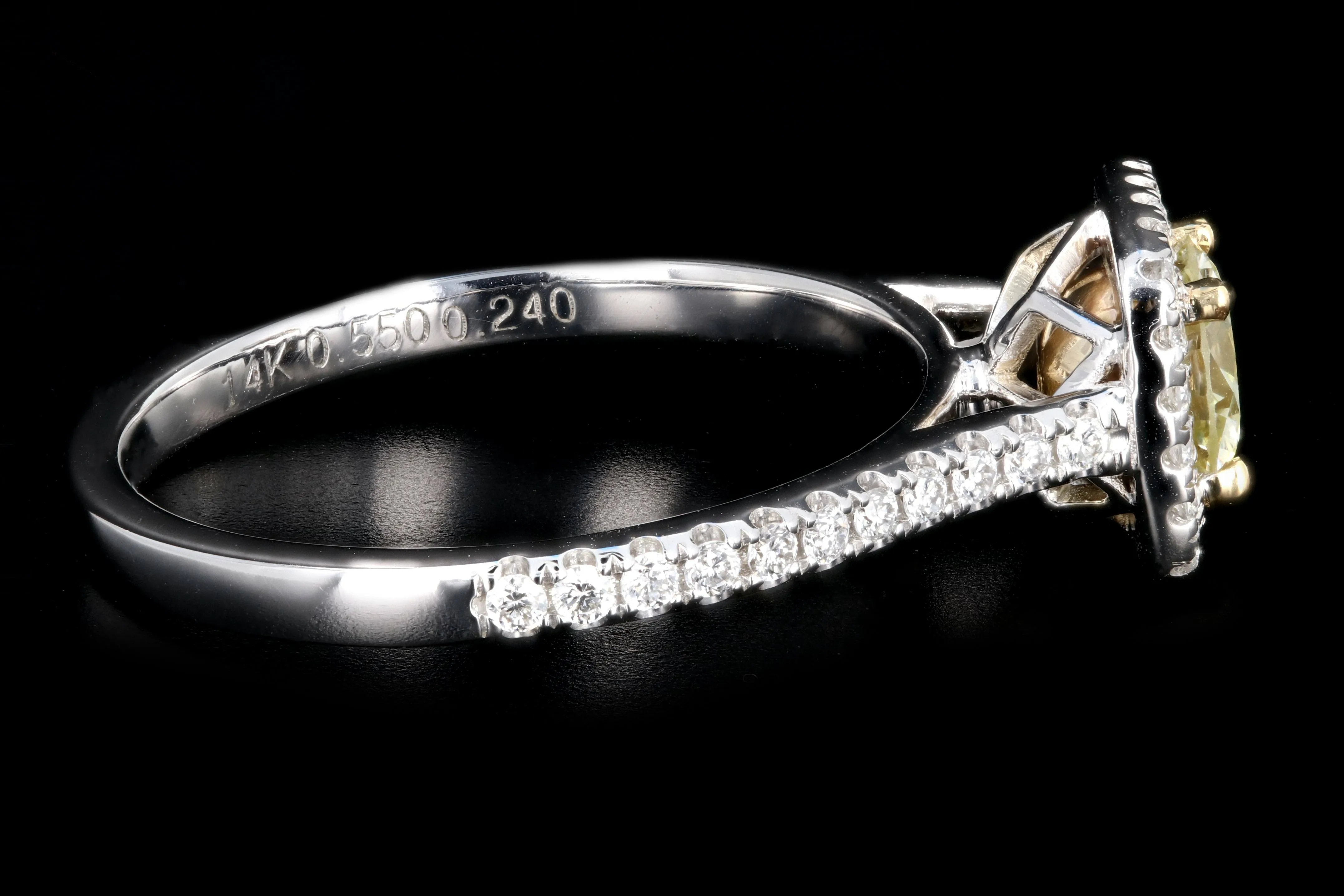 New 14K Gold Light Yellow .55 Carat Diamond Halo Ring
