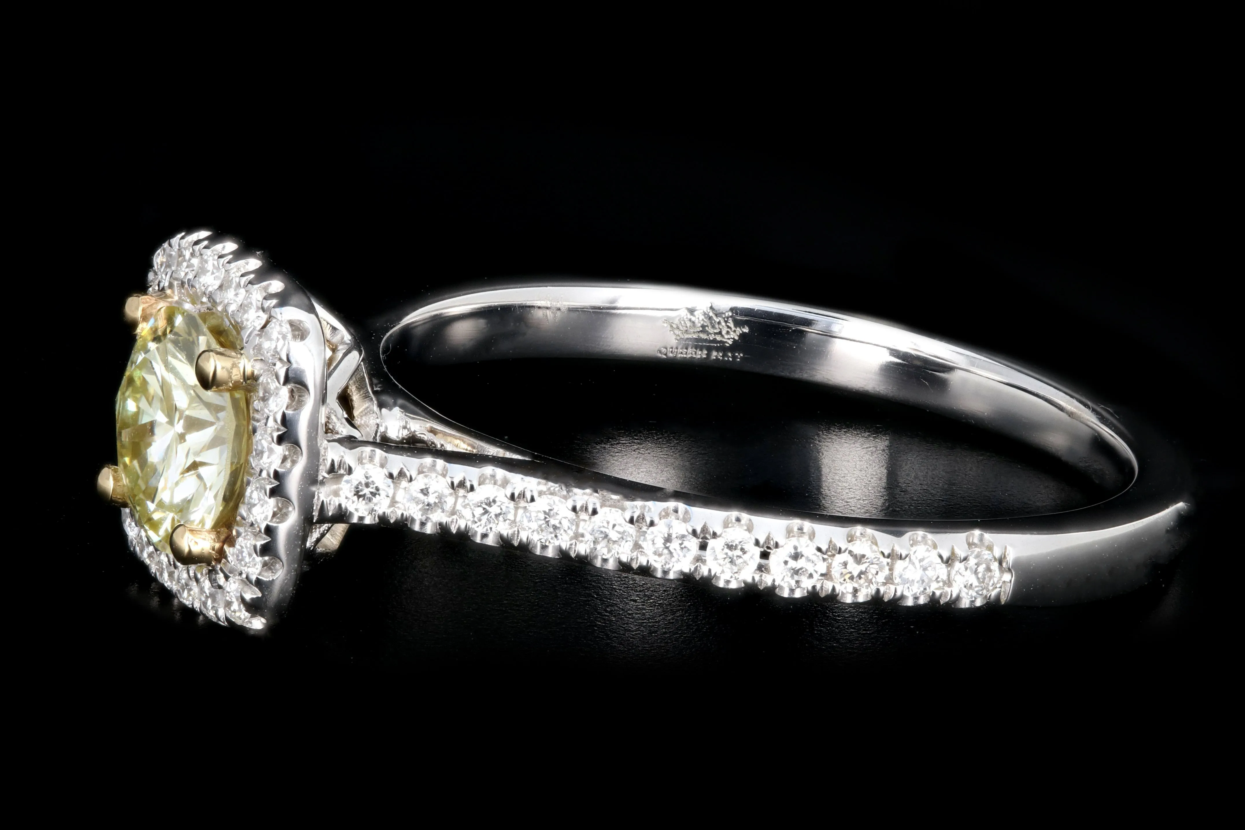 New 14K Gold Light Yellow .55 Carat Diamond Halo Ring