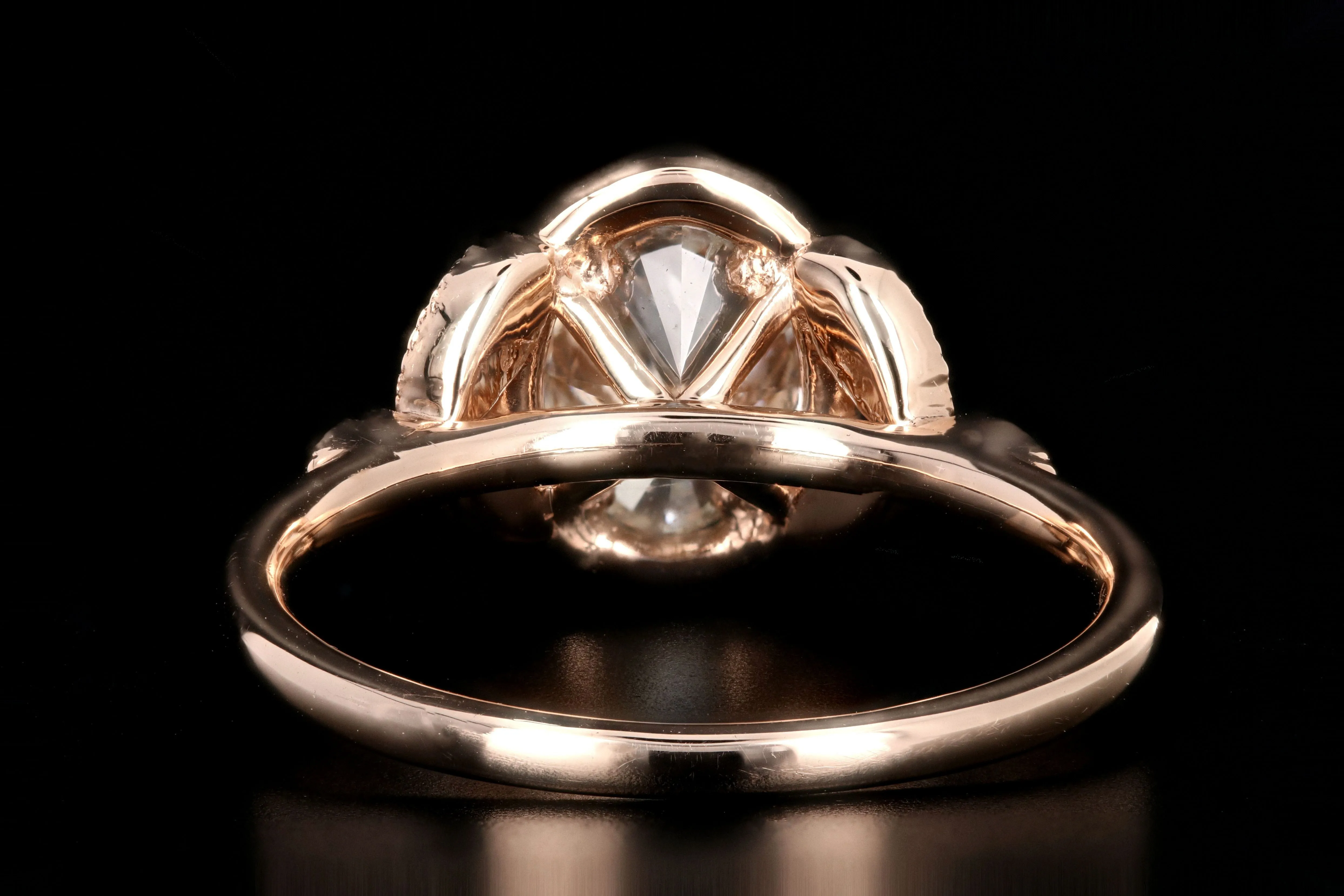New 18K Rose Gold 1.22 Carat Oval Cut Diamond Halo Engagement Ring GIA Certified
