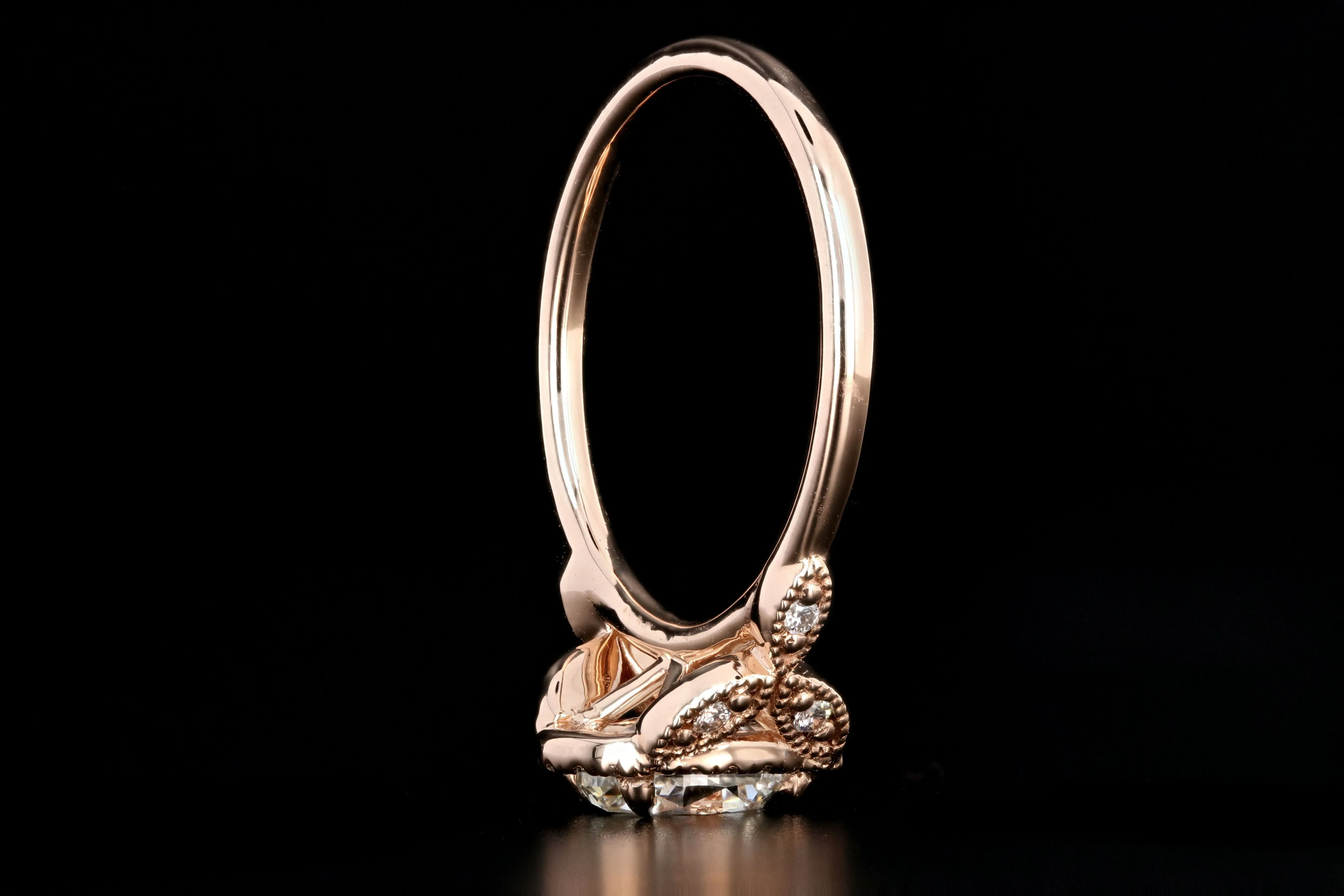 New 18K Rose Gold 1.22 Carat Oval Cut Diamond Halo Engagement Ring GIA Certified