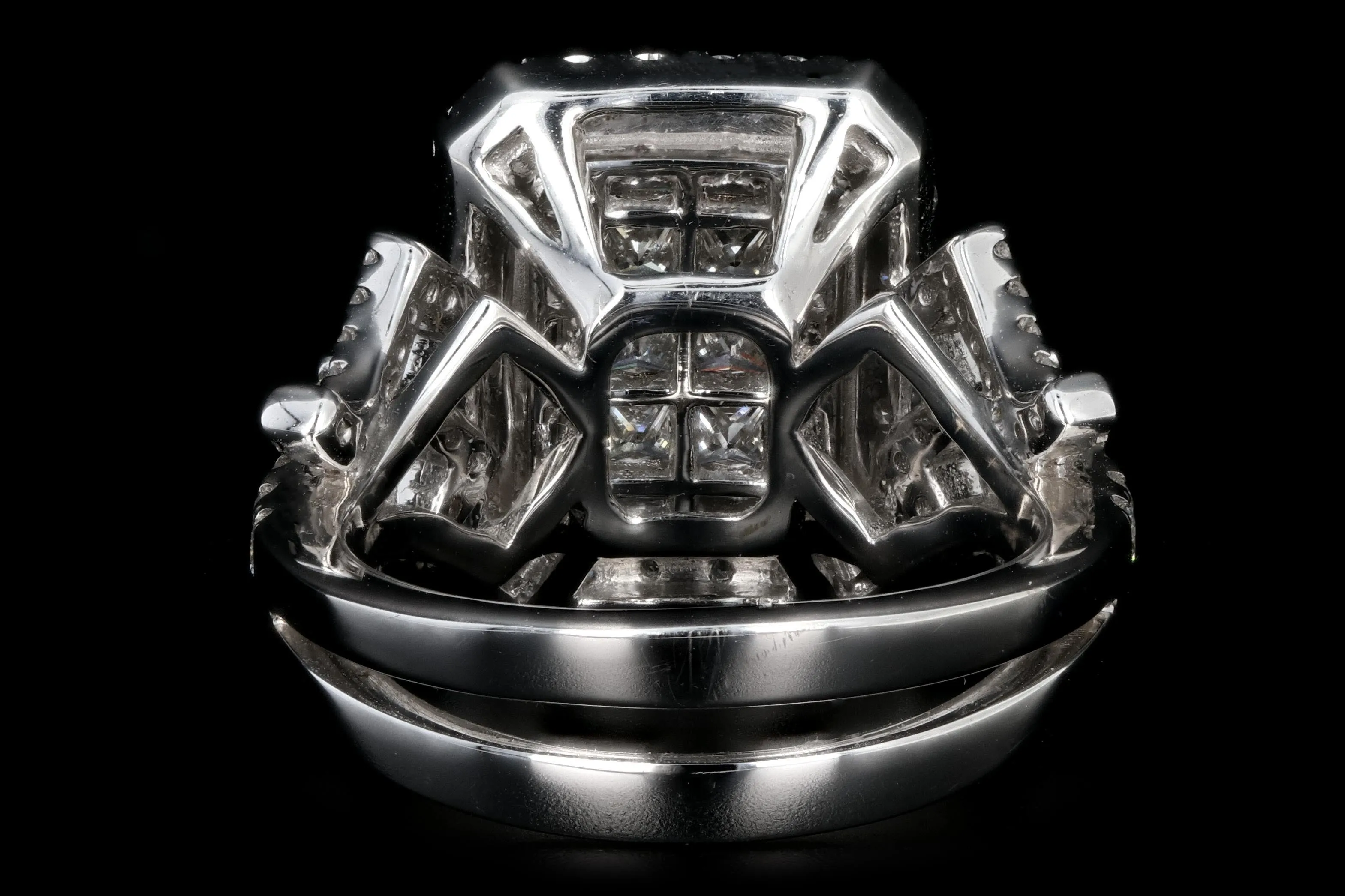 New 18K White Gold 2.26 Carats Princess, Baguette, and Round Cut Diamond Ring