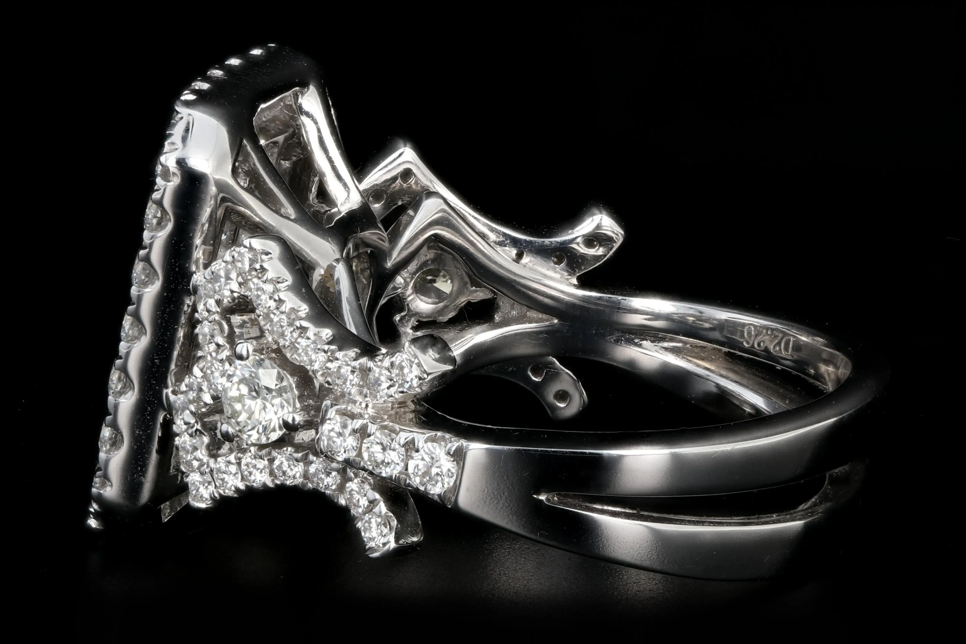 New 18K White Gold 2.26 Carats Princess, Baguette, and Round Cut Diamond Ring