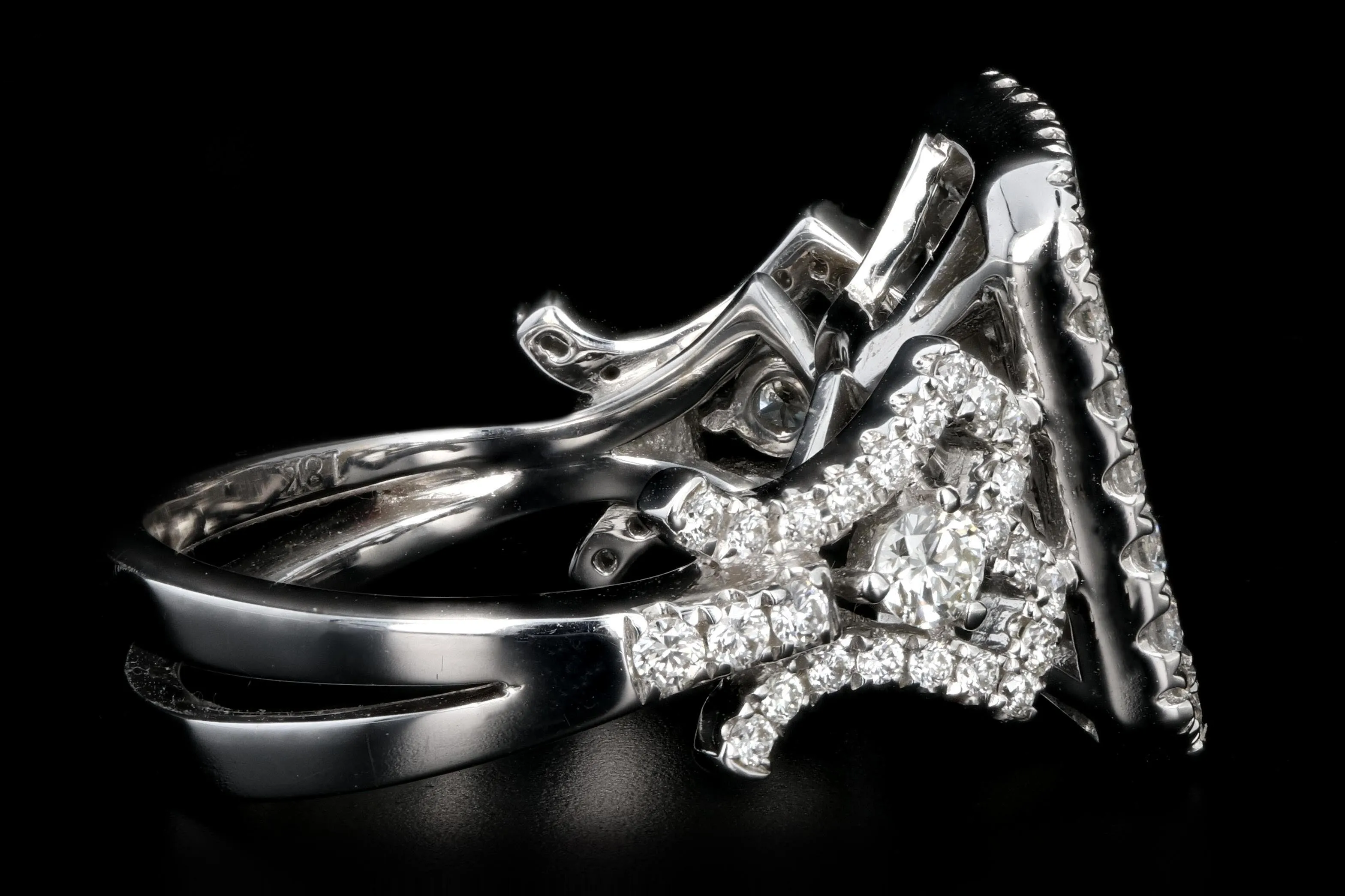 New 18K White Gold 2.26 Carats Princess, Baguette, and Round Cut Diamond Ring