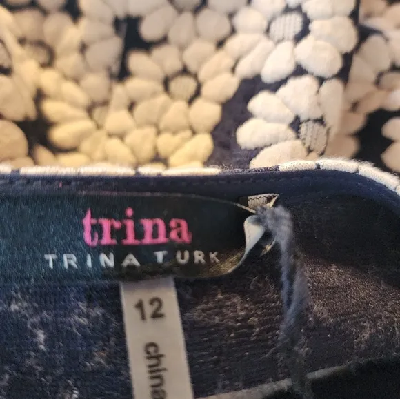NEW Trina Turk Valley Dress Cream and Blue Floral Pattern Size 12 (NWT)