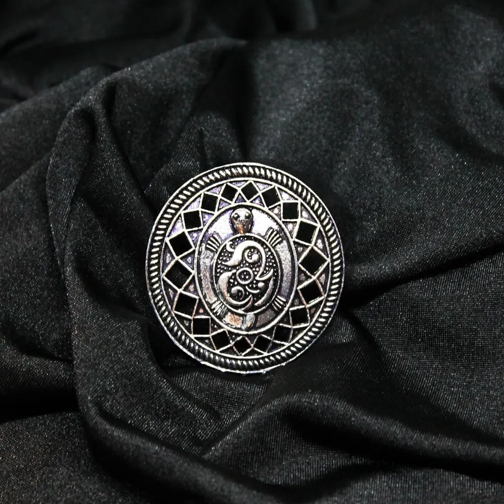 Nivitha Silver Oxidized Turtle Statement Ring