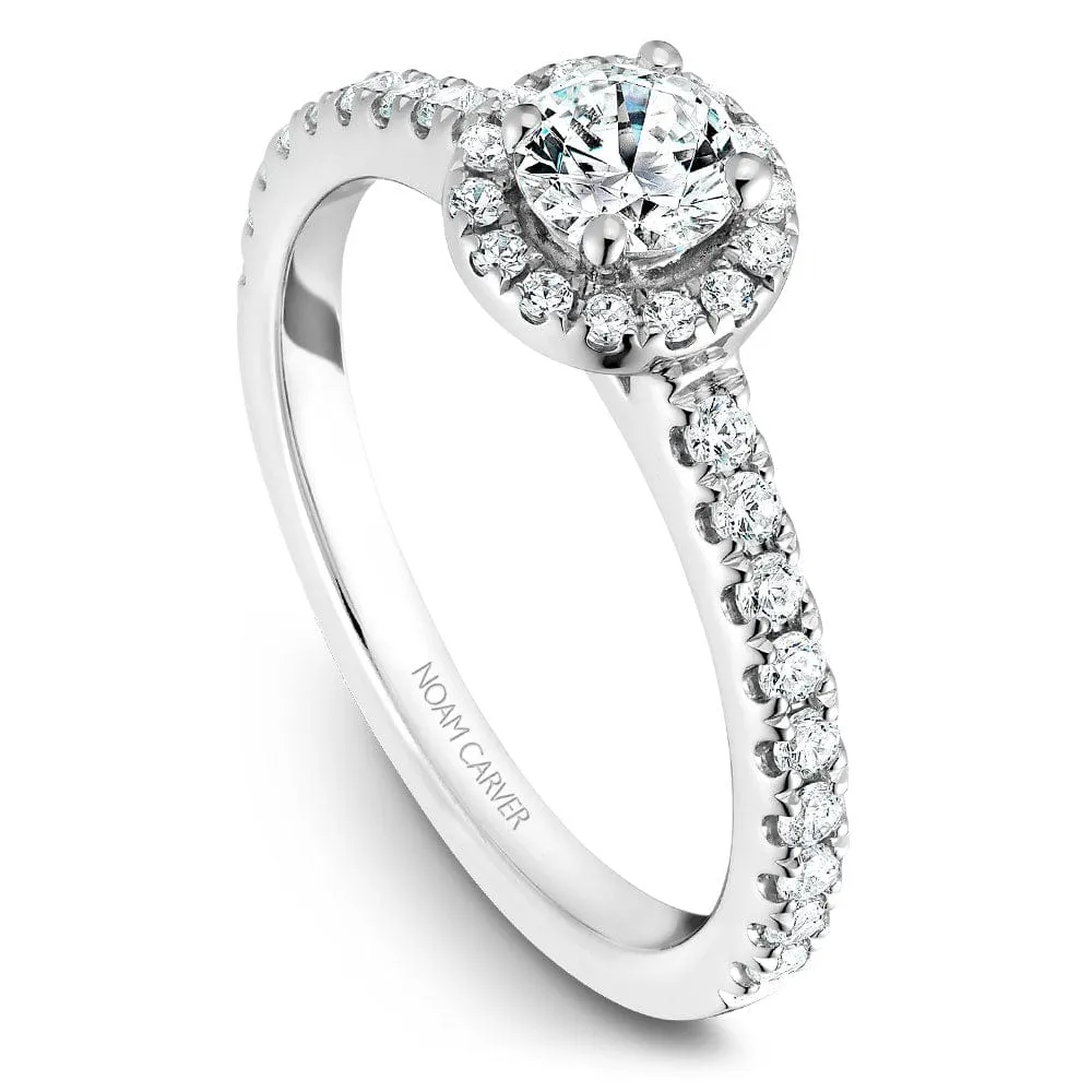 Noam Carver 14kt White Gold 0.33ct Round Halo with Diamond Shoulders