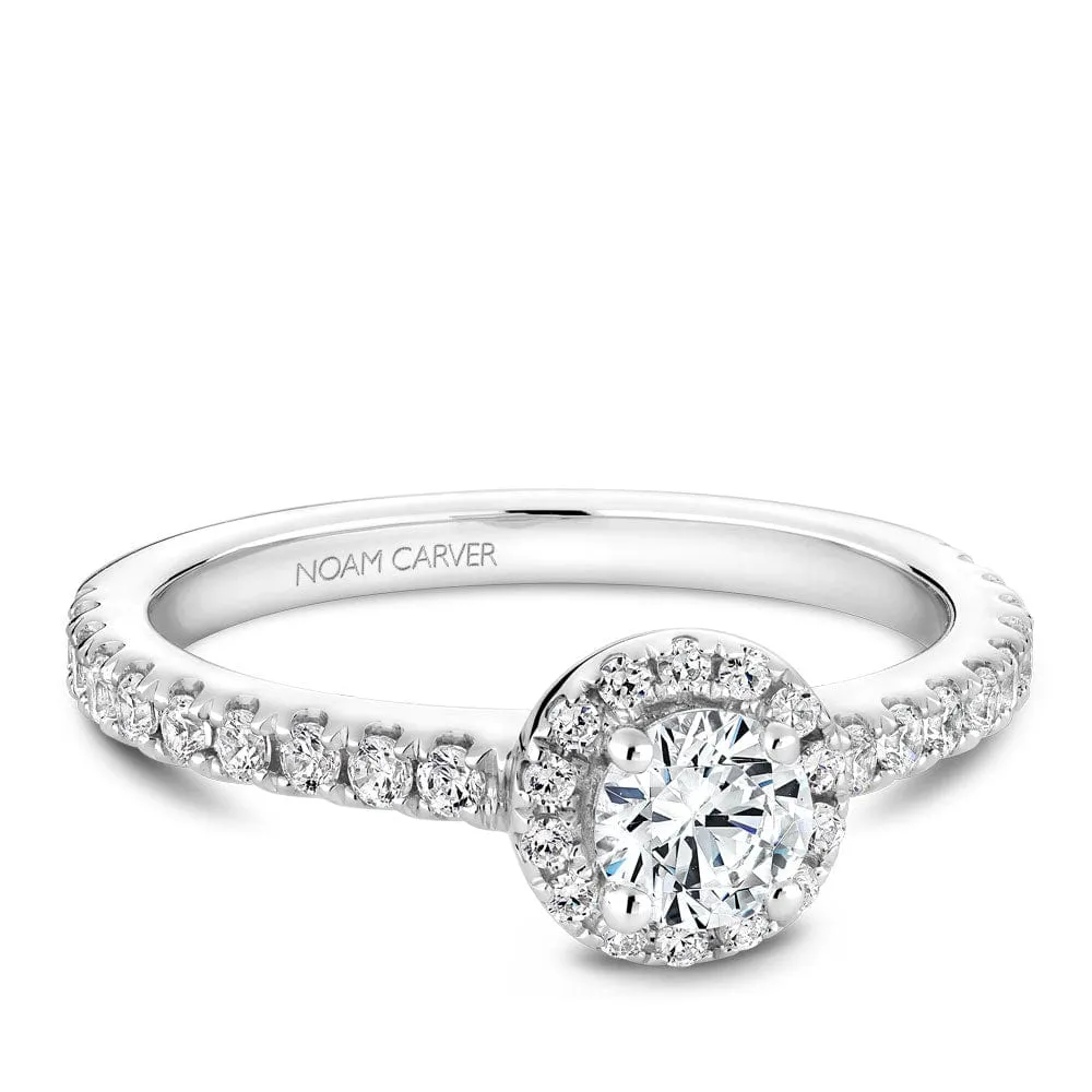Noam Carver 14kt White Gold 0.33ct Round Halo with Diamond Shoulders