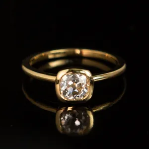 Old Mine Cut Diamond - Bezel Solitaire - 18k Yellow Gold