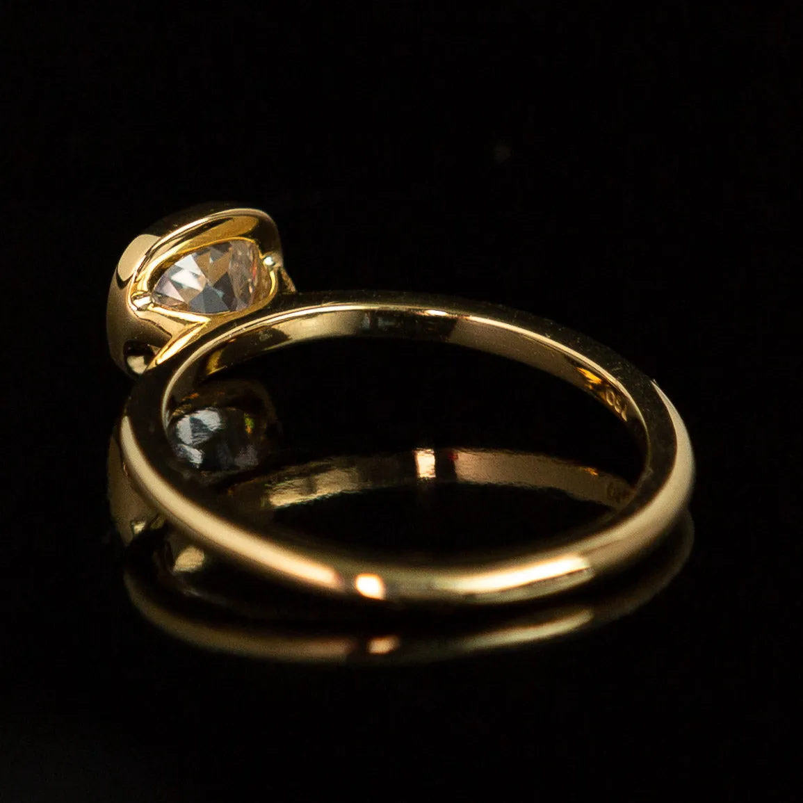 Old Mine Cut Diamond - Bezel Solitaire - 18k Yellow Gold