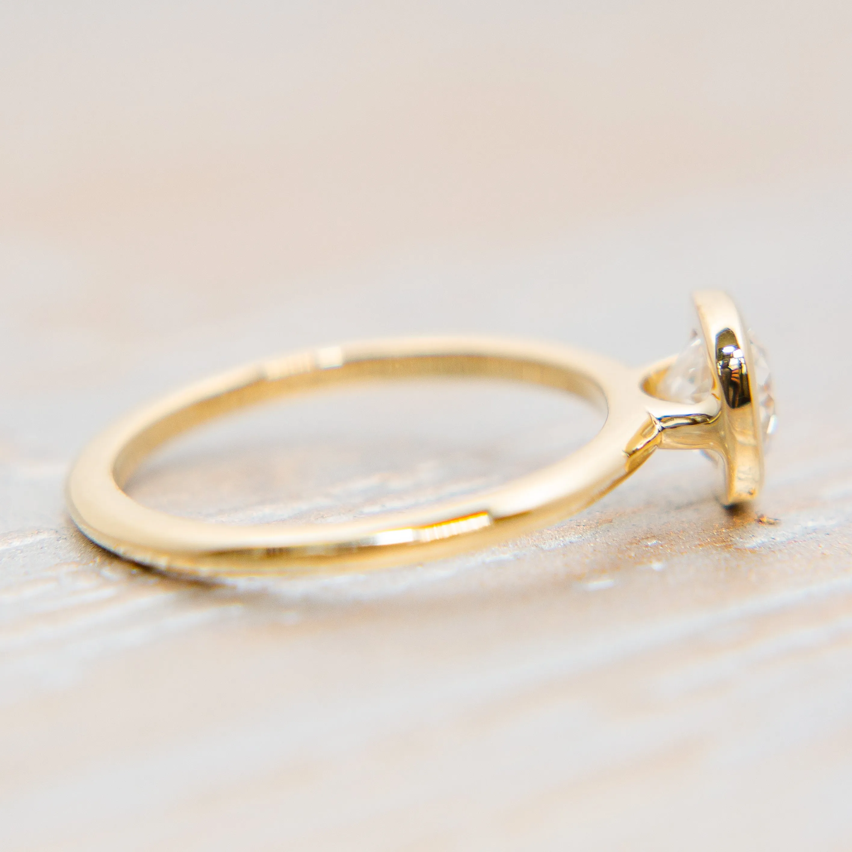 Old Mine Cut Diamond - Bezel Solitaire - 18k Yellow Gold