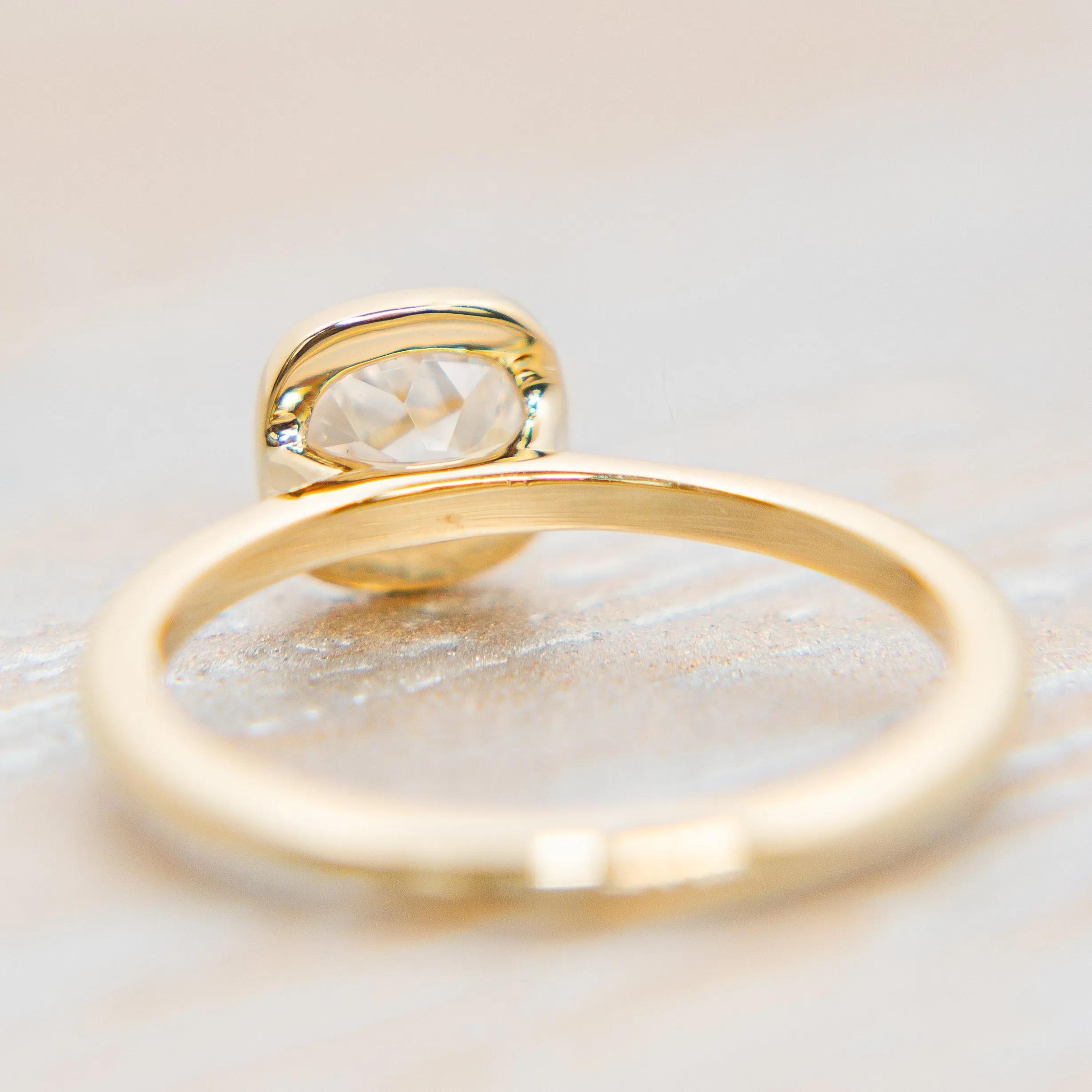 Old Mine Cut Diamond - Bezel Solitaire - 18k Yellow Gold