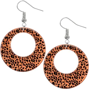 Orange Spotted Cheetah Print Round Earrings