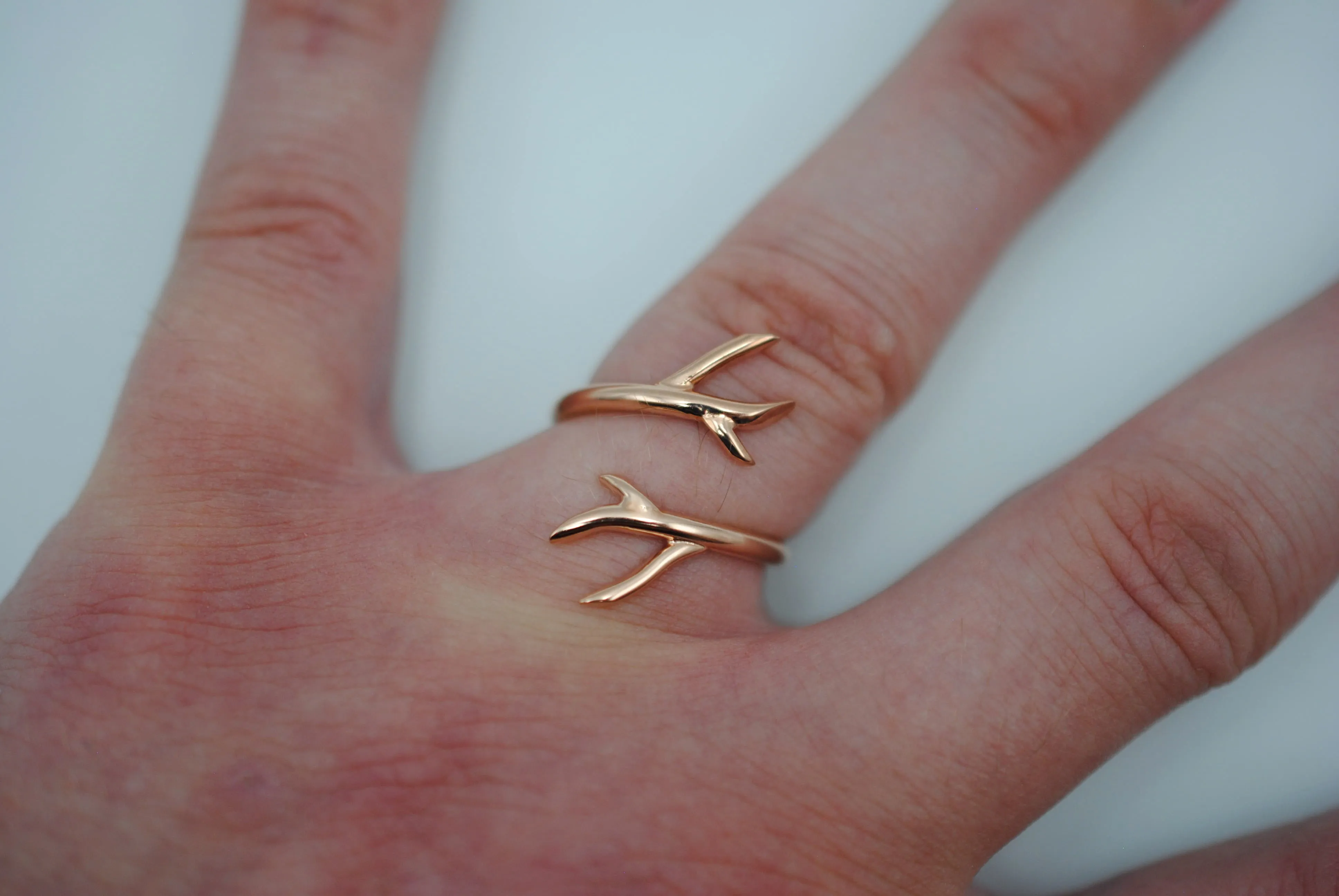 Outward Branch Rose Gold Roots Ring