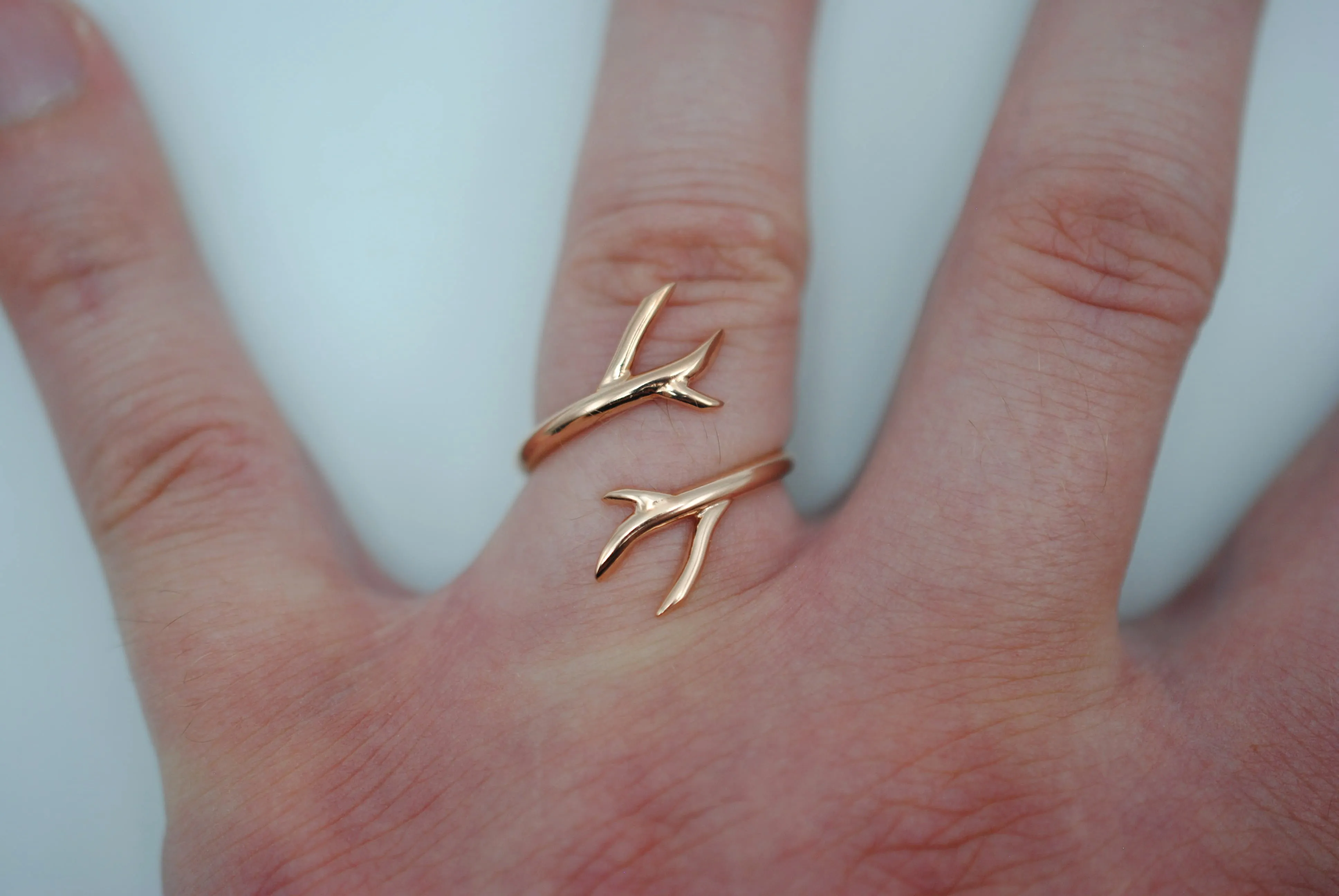 Outward Branch Rose Gold Roots Ring