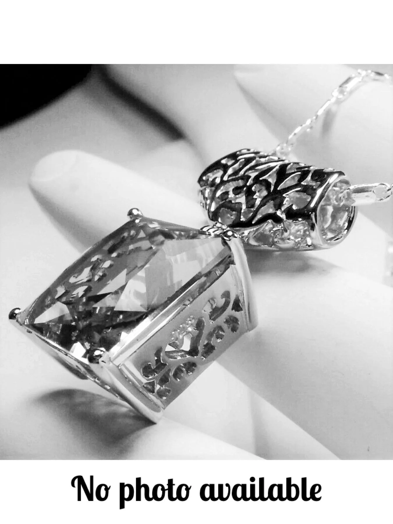 P45 Pendant, Square Gem, Sterling Silver Art Deco Jewelry #P45