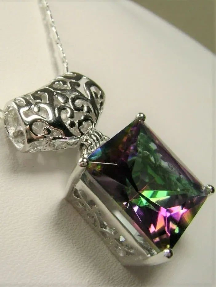 P45 Pendant, Square Gem, Sterling Silver Art Deco Jewelry #P45
