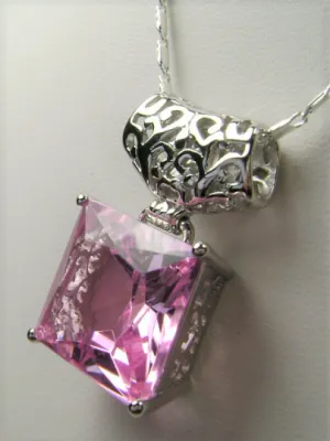 P45 Pendant, Square Gem, Sterling Silver Art Deco Jewelry #P45