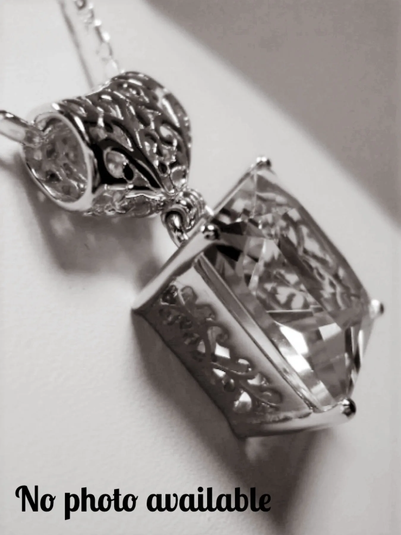 P45 Pendant, Square Gem, Sterling Silver Art Deco Jewelry #P45