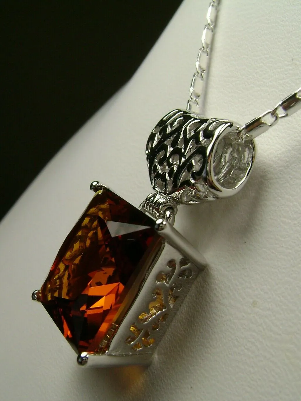 P45 Pendant, Square Gem, Sterling Silver Art Deco Jewelry #P45