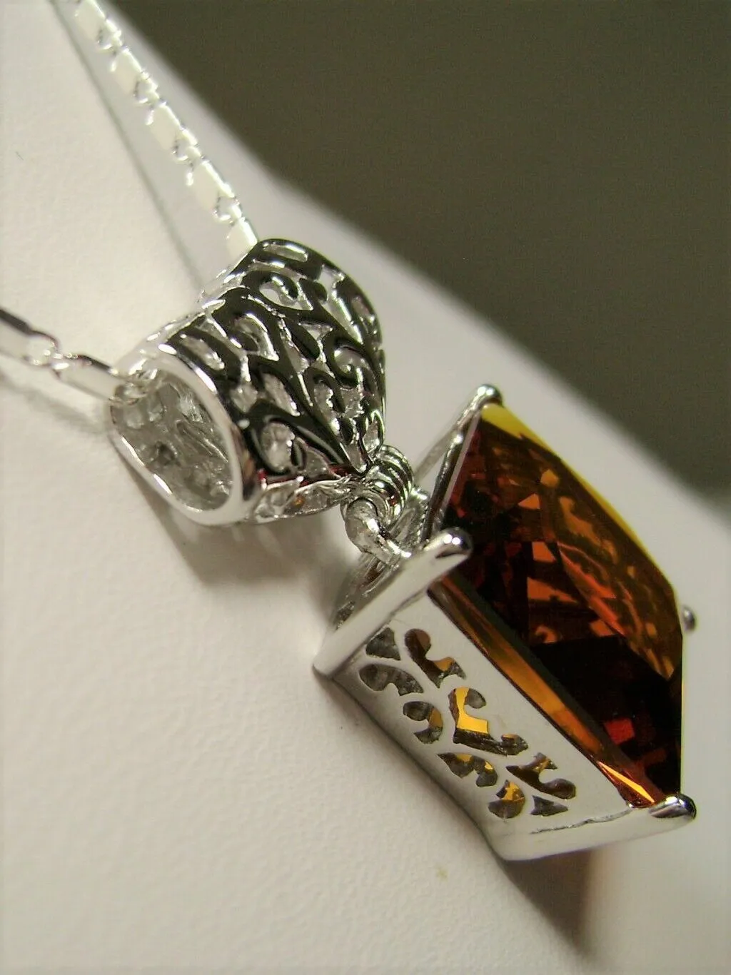P45 Pendant, Square Gem, Sterling Silver Art Deco Jewelry #P45