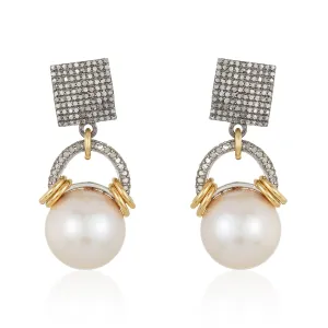 Pavé Diamond Pearl Earrings