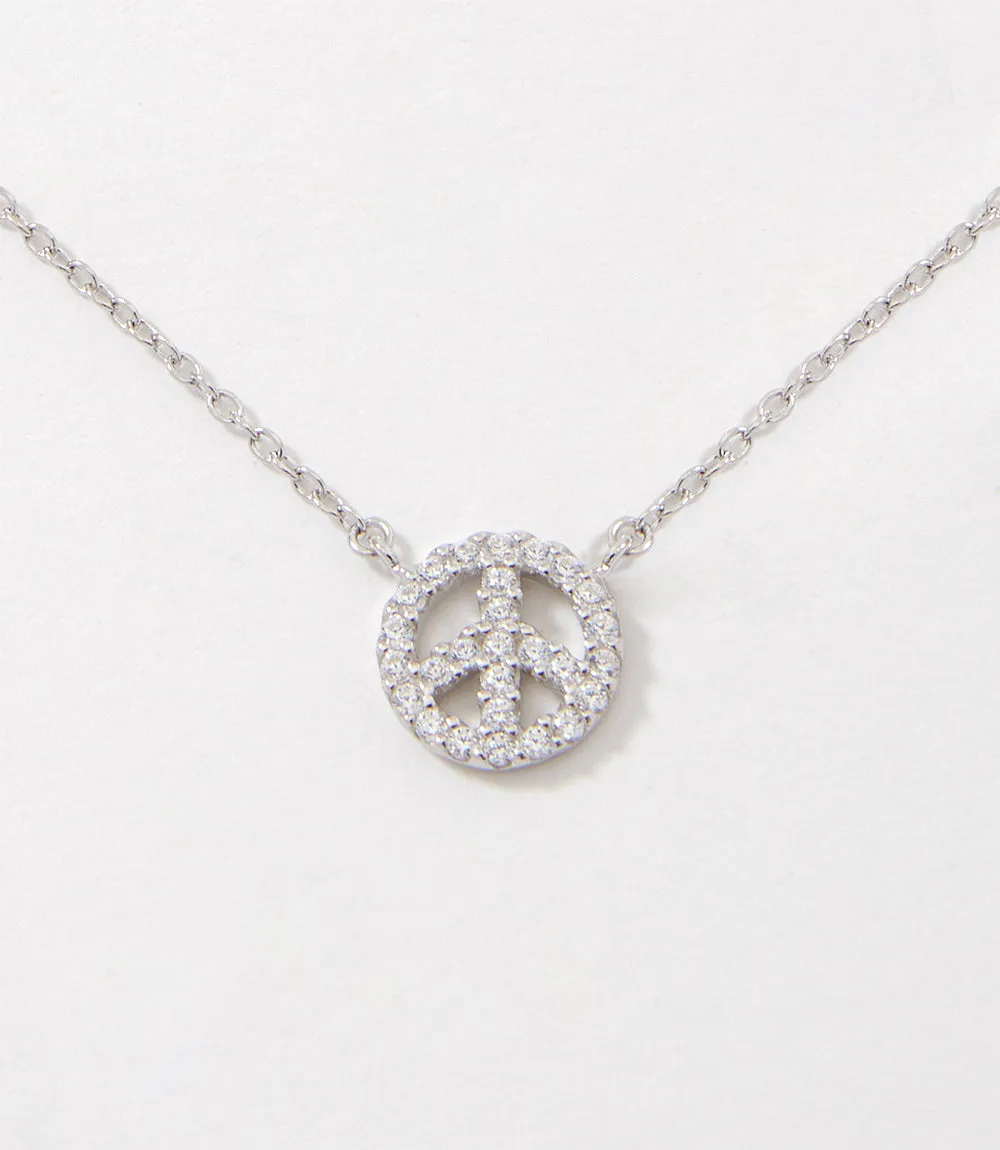 Pavé Peace Sign Necklace