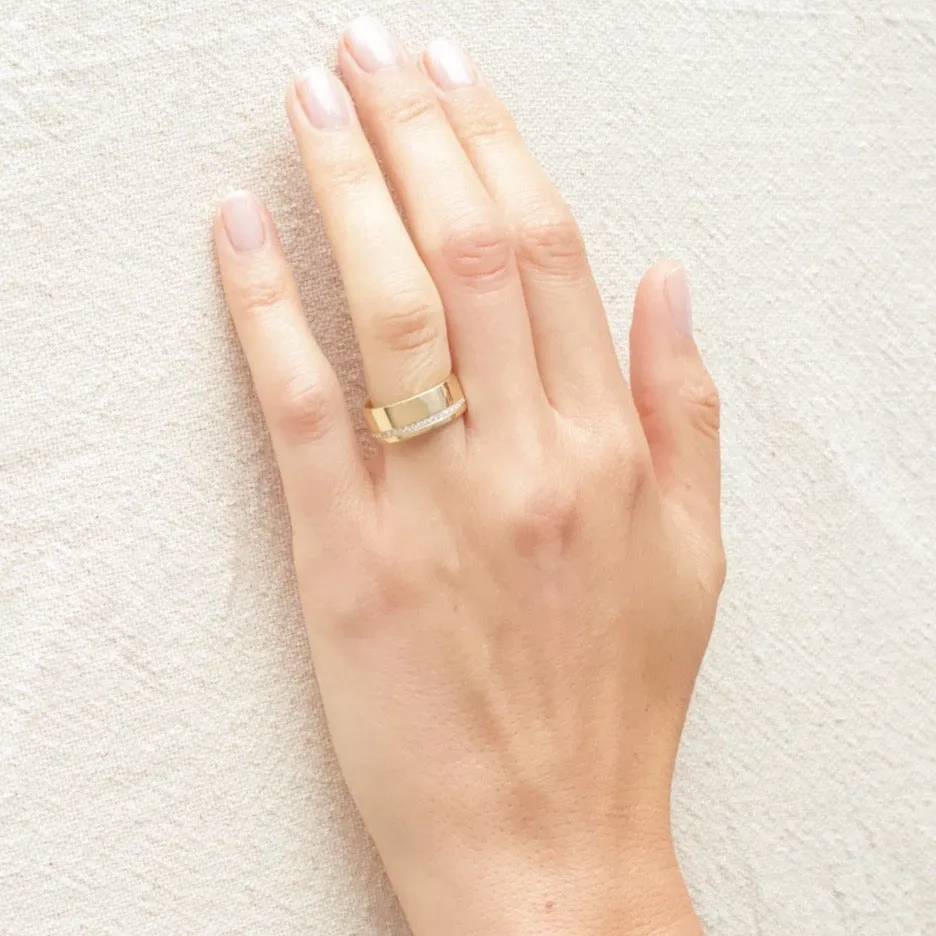 Pave Diamond Cigar Band Ring