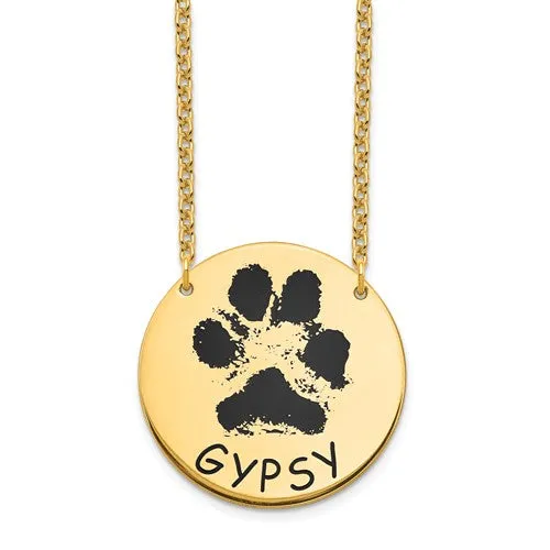 Paw Print with Name Necklace