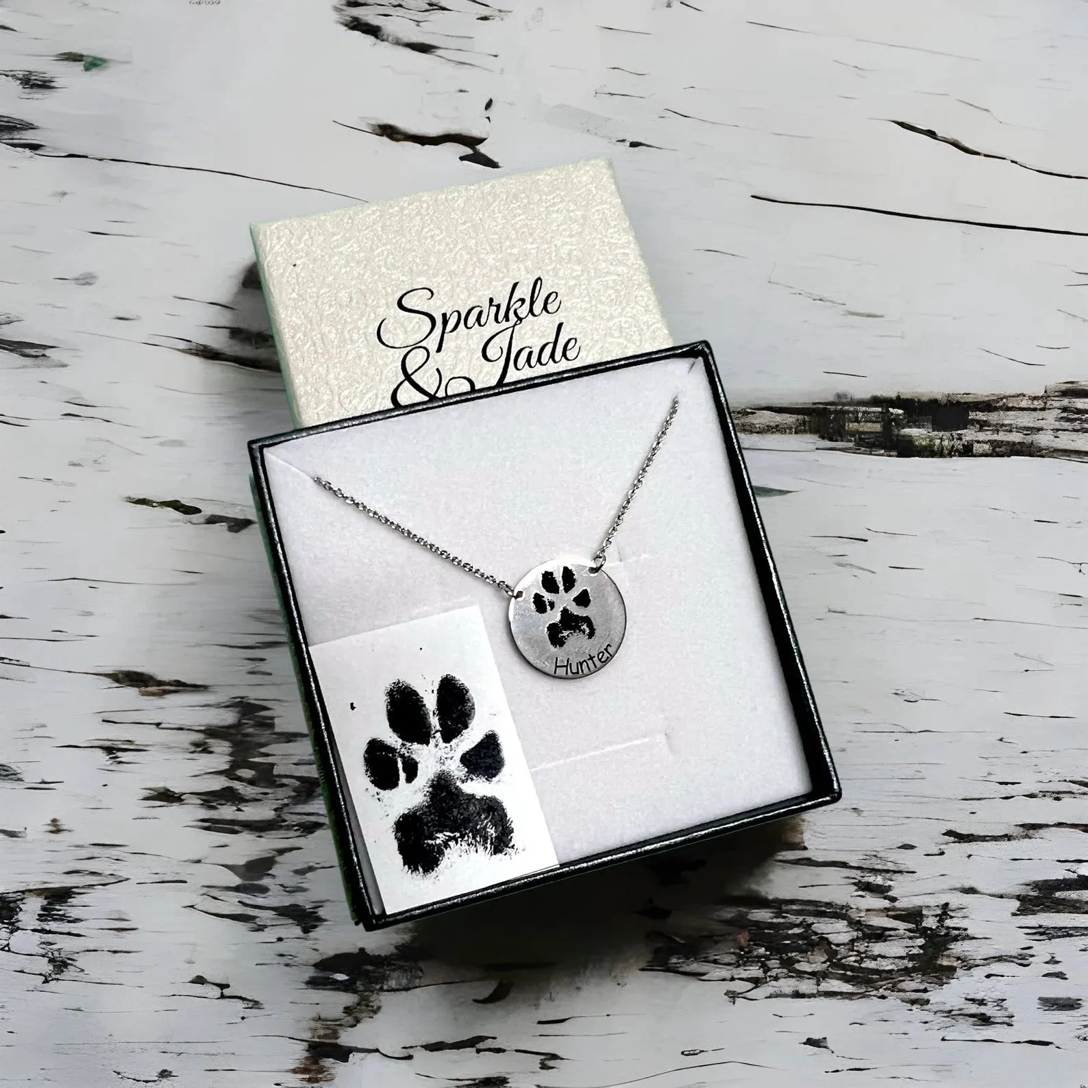 Paw Print with Name Necklace
