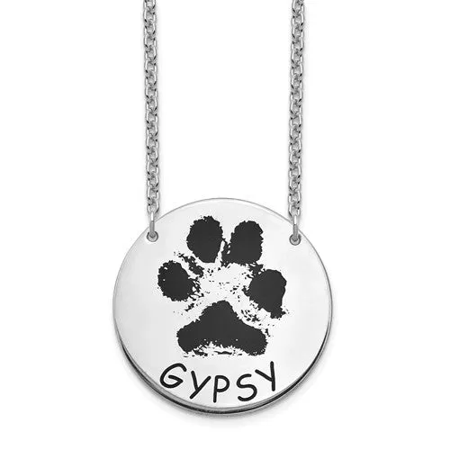 Paw Print with Name Necklace