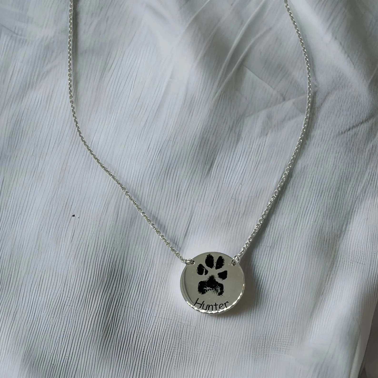 Paw Print with Name Necklace