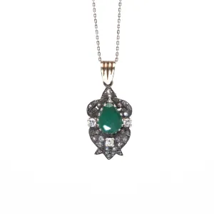 Pear Emerald Diamond Pendant