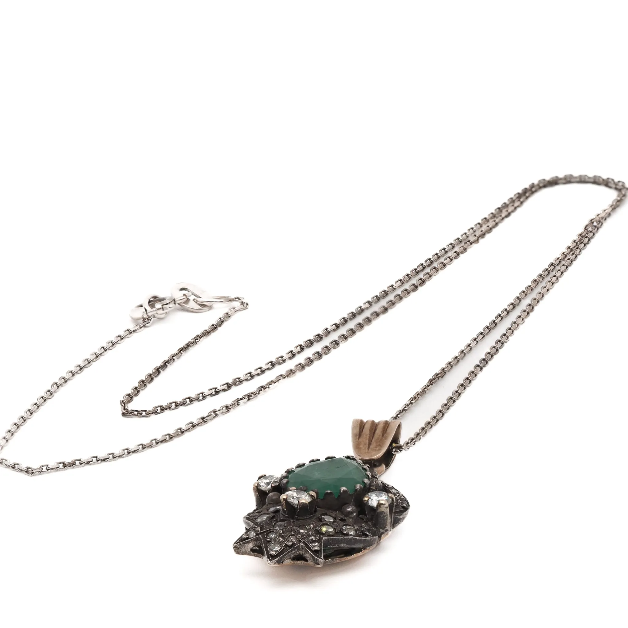 Pear Emerald Diamond Pendant