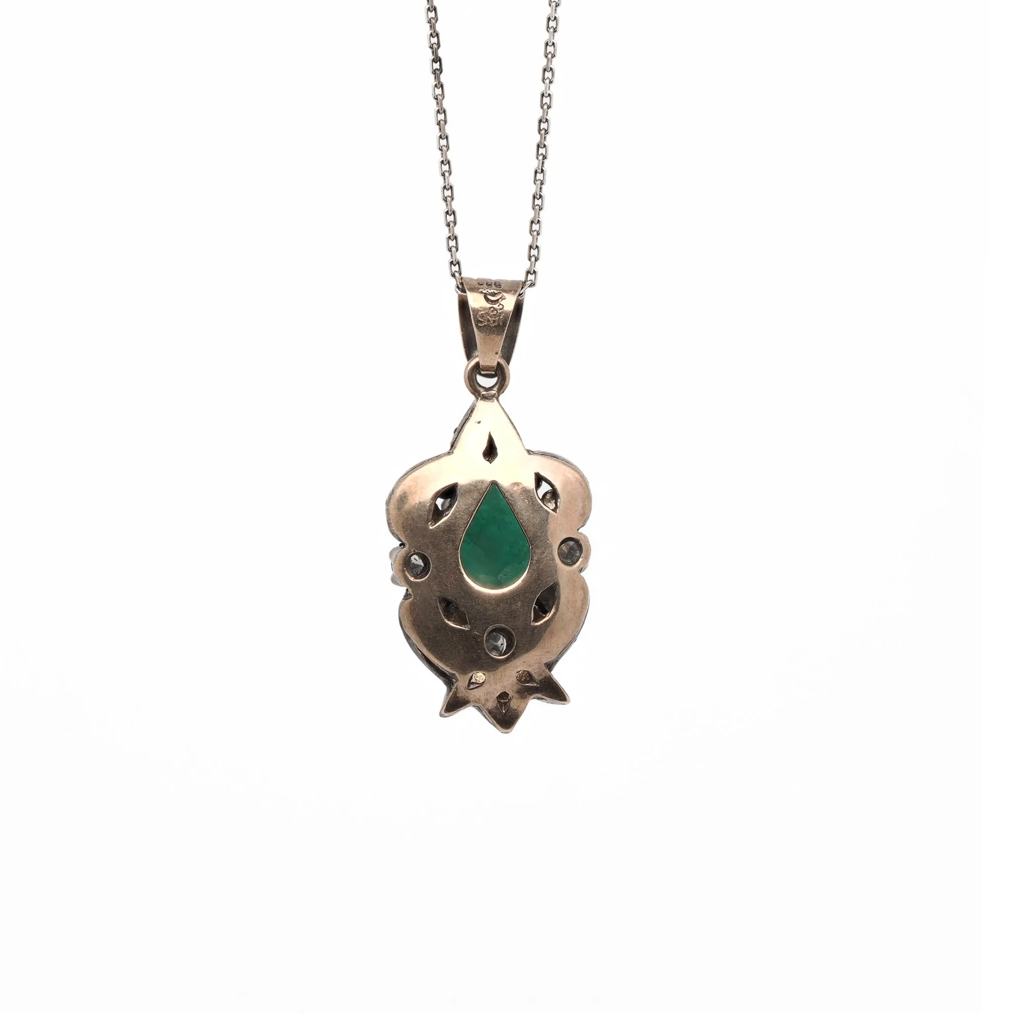 Pear Emerald Diamond Pendant