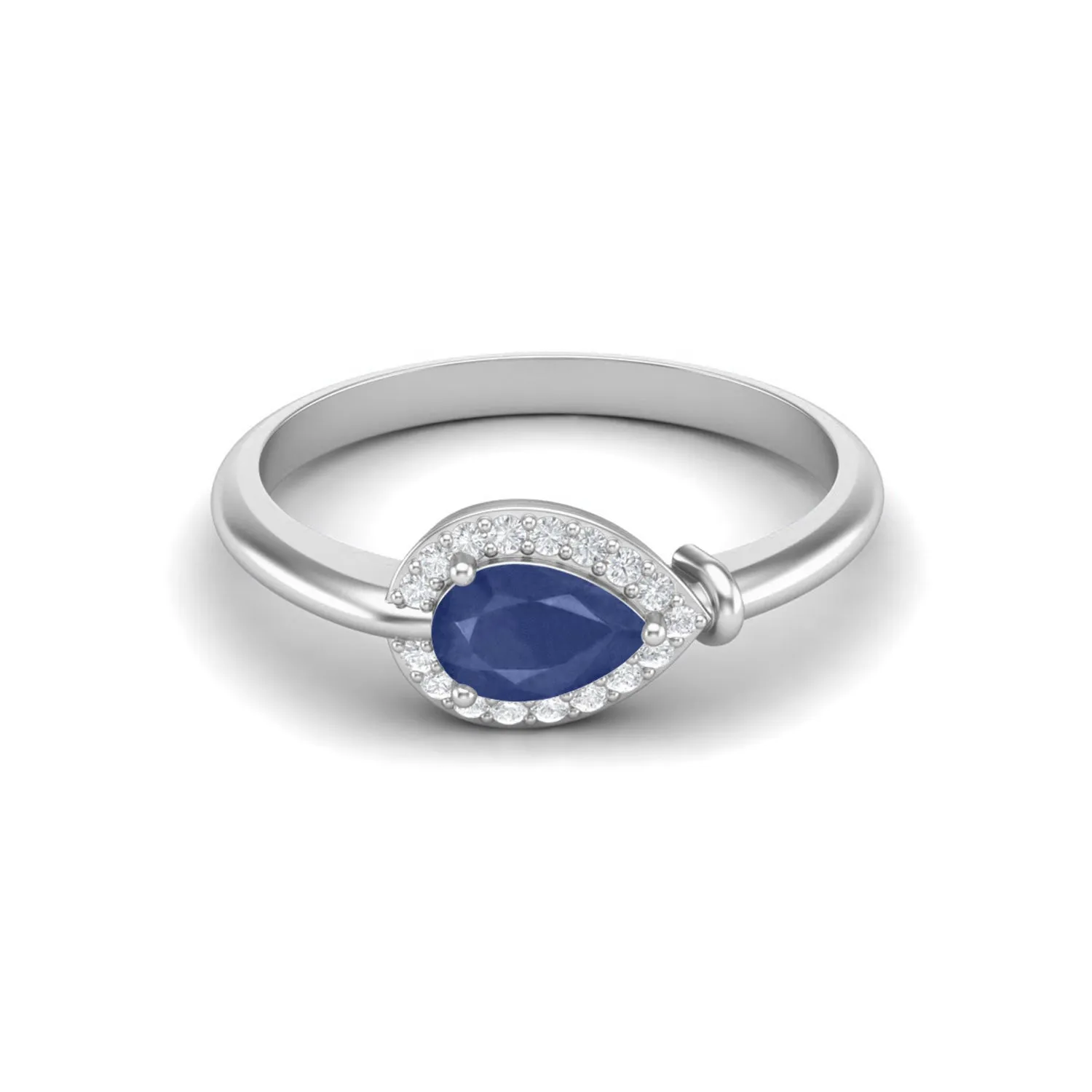 Pear Halo Engagement Ring Minimalist Solitaire Wedding Ring For Women in 925 Sterling Silver