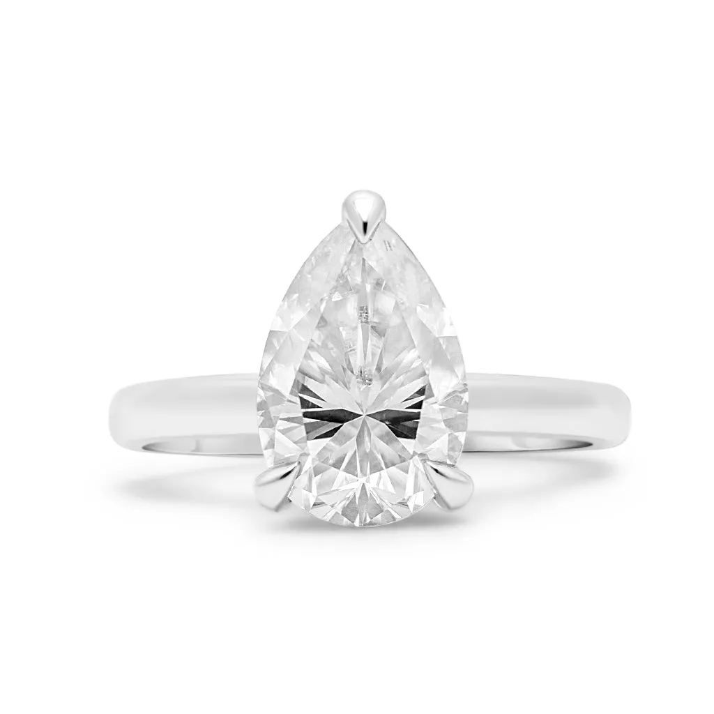 Pear Moissanite Solitaire Engagement Ring